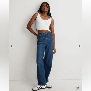 Madewell Baggy Straight Jeans in Dark Worn Indigo Wash